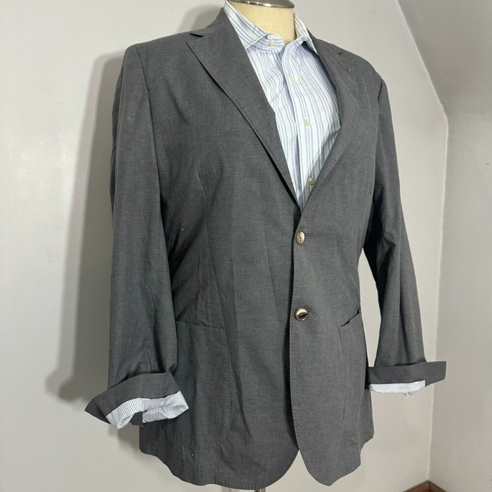 Massimo Dutti Gray Blazer Jacket 2 Button Sz 48 Italian Cotton Career Business - Picture 2 of 9